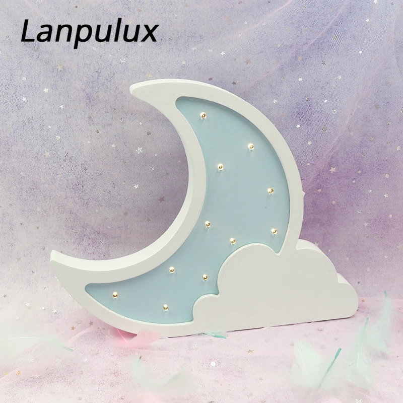 Lanpulux скандинавские луна звезда деревянный ночник украшение дома настенные
