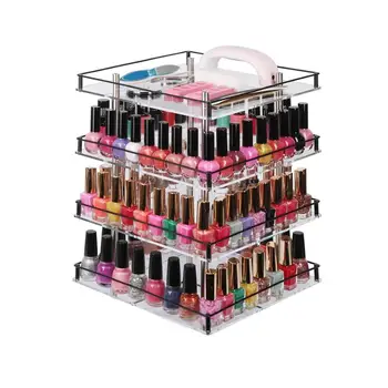 

private label transparent organizer 4 Tier Acrylic 280 Nail Polish 360 Rotating Display Rack Organizer Stand Makeup holder box