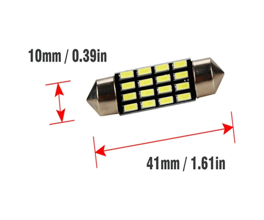 100X C5W Led 4014 16 SMD 16 светодиодов Внутренние огни 31 мм 36 мм 39 мм 41 мм гирлянда купольные лампы для чтения света смешанный размер