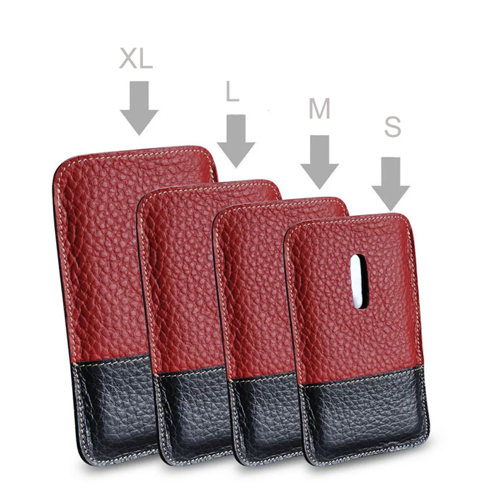 

Genuine Leather Cell Phone Bag with Key Hook Neck Wallet Bag for Large 7 inch Phone