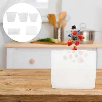 

5Pcs Bags Heat Resistant Silicone Washable Reusable Seal Food Bag Food Preservation Bags Food Storage Bag for Home Kitchen