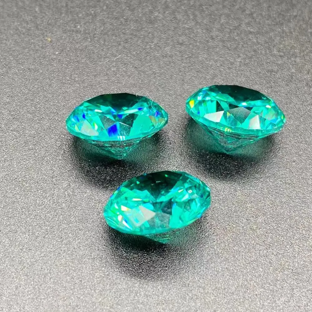 Brazil Para&iacute;ba Natural Tourmaline Round Blue and Green Bare Stone Round Colored Treasure Ethnic Jewelry Ring Face