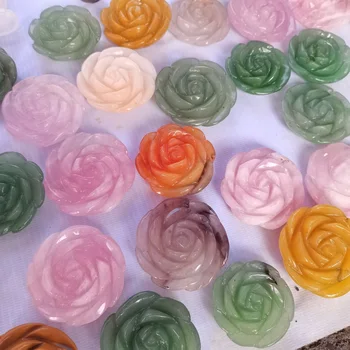 

Natural Carved Roses, Exquisitely Carved Pink Crystal Roses in a Variety of Colors Healing Decorative Home Christmas gifts