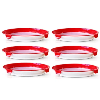 

6PCS Fresh Food Storage Preservation Trays Decorative Round Fresh Spacer Kitchen Organizer Preservate Refrigerator Serving Tray