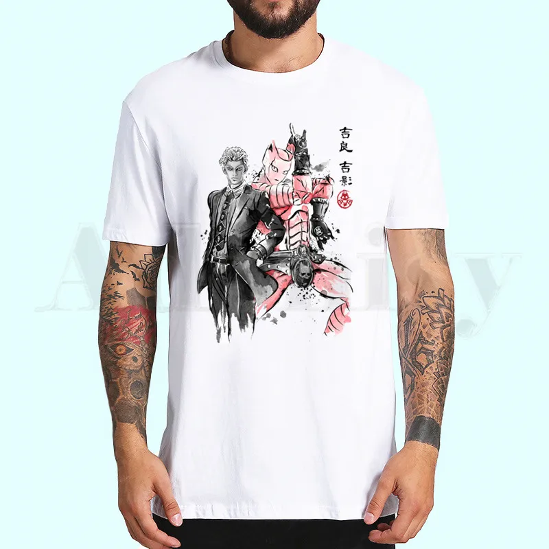 W Jojo Bizarre Adventure T Shirts Short Sleeves T-shirt Men Fashion Tide Brand Print T Shirt Men Tops Tees Men's T-shirt - Цвет: W