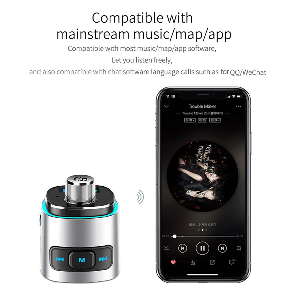 QC3.0 Dual USB зарядное устройство Bluetooth автомобильное радио fm-передатчик адаптер MP3-плеер Прочный