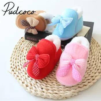

Pudcoco Lovely Newborn Baby Girls Bow Soft Crib Sole Boots Prewalker Warm Shoes 0-18m