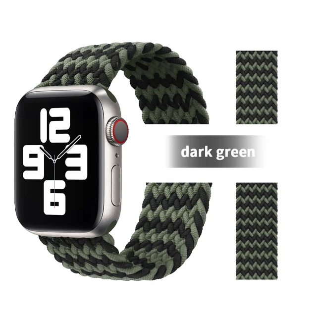 Pride Braided Solo Loop Band For Apple Watch Se Strap 44mm 40mm Elastic Wristband Bracelets 41mm 45mm Series 765432 42mm38mm dark green