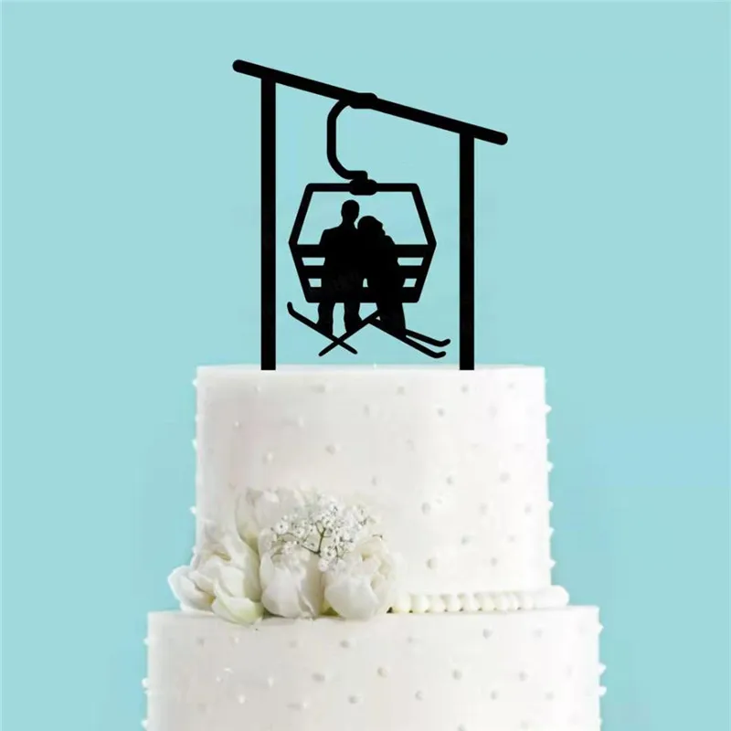 Decoration De Gateau En Acrylique Pour Couple Gondole De Levage De Ski D Hiver Garniture De Gateau De Mariage Pour La Mariee Et Le Marie Aliexpress