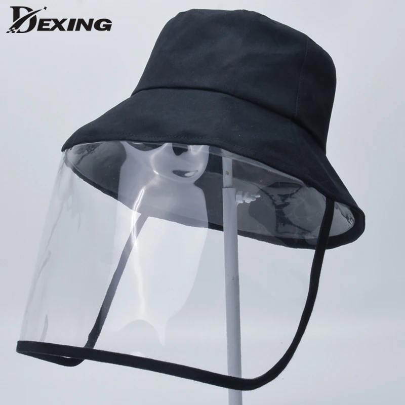 

Protective transparent bucket hat mask Removable anti hat cap Anti-fog saliva face windproof fisherman's cap