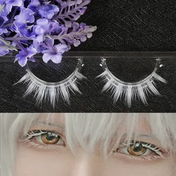 

1 Pair Fashion Handmade White False Eyelashes Long Cross Eyelashes Extension Soft False Eyelashes Cosplay Eye Makeup Tools