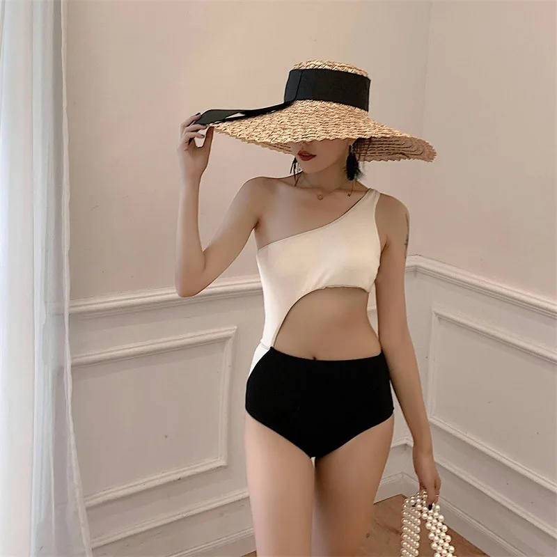 

Women's Beach Outings 2019 Woman Swimsuit Retro Ladies One Piece Closed 1 Women Korean Feeling Ins Female 2020 New Ancient Hot