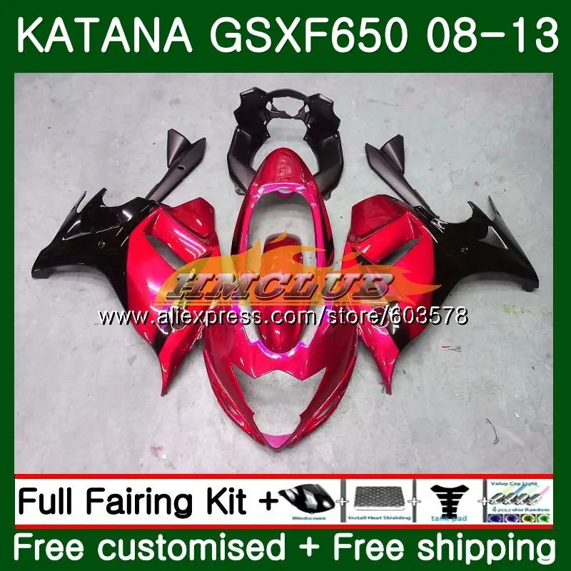 GSX650F для Suzuki Katana GSXF 650 08 09, 10, 11, 12, 13, 14, 14CL. 55 GSXF650 2008 2009 2010 2011 2012 2013 обтекатель красный жемчуг