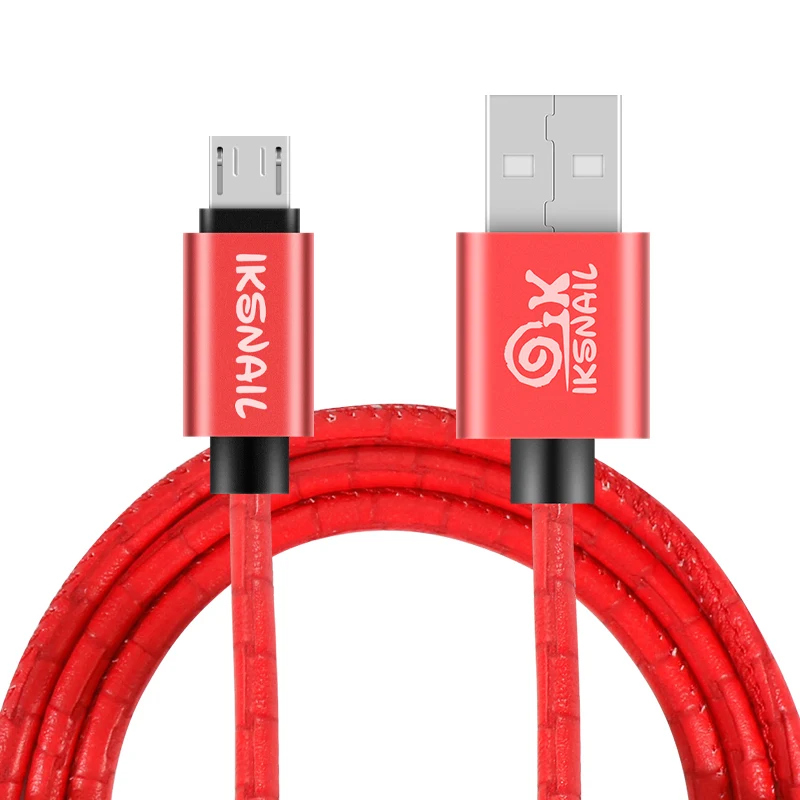 IKSNIAL Micro USB кабель 2.4A телефон Быстрый USB зарядный кабель для Xiaomi Redmi Note5 Micro USB зарядное устройство кабель для передачи данных для SamsungUSB шнур - Цвет: Красный