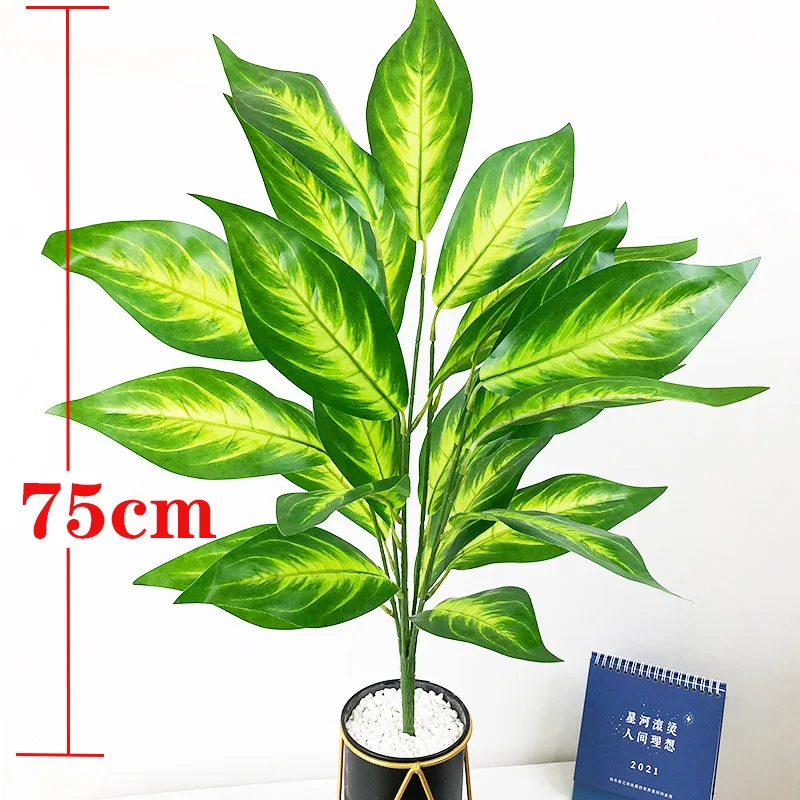 

75cm 26 Leaves Tropical Tree Large Artificial Plants Branches Fake Monstera Plastic Magnolia Leafs For Home Garden Wedding Decor