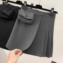 Юбки han edition, новая коллекция года, осенняя юбка для студенток, асимметричная плиссированная юбка с высокой талией, тонкая юбка трапециевидной формы