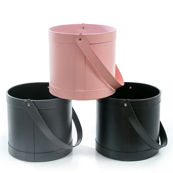 

Florist Hat Boxes Leather Handheld Round Box Candy Boxes Gift Box Packaging Boxes for Gifts Christmas Flowers Gifts Living Vase