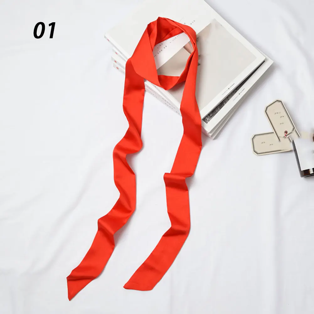 01 Red Sparsil весенний однотонный узкий длинный шарф для женщин, новые мягкие шарфы 200 см, стильный галстук, ремень на запястье, маленькая лента - Цвет: 01 Red