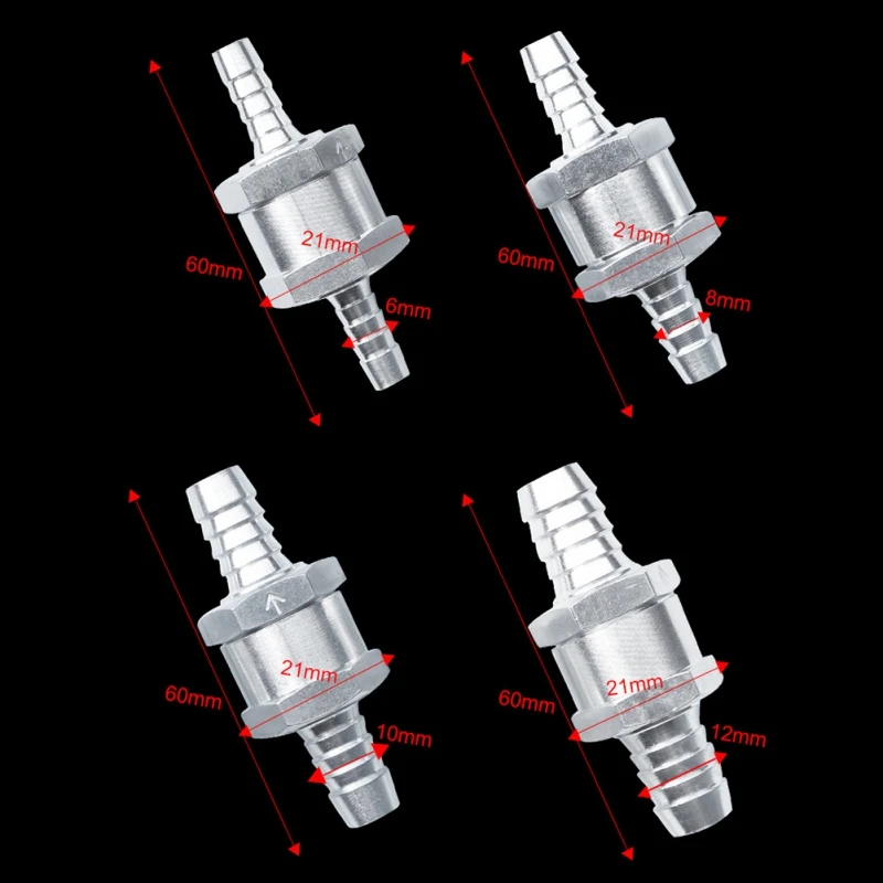 1 шт 6/8/10/12 мм Алюминий сплав топливный обратный клапан в одну сторону клапан бензин морской в одну сторону топливным обратным проверочным клапаном бензин
