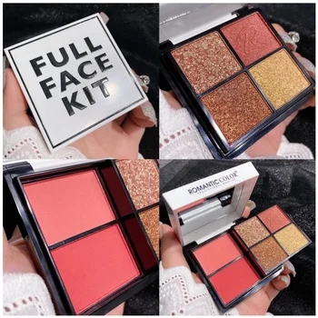 

4 Color Eyeshadow Pallete +2 Color Face Blusher Shimmer Matte Glitter EyeShadow Palette Warm Pigmented Maquillage Makeup Palette