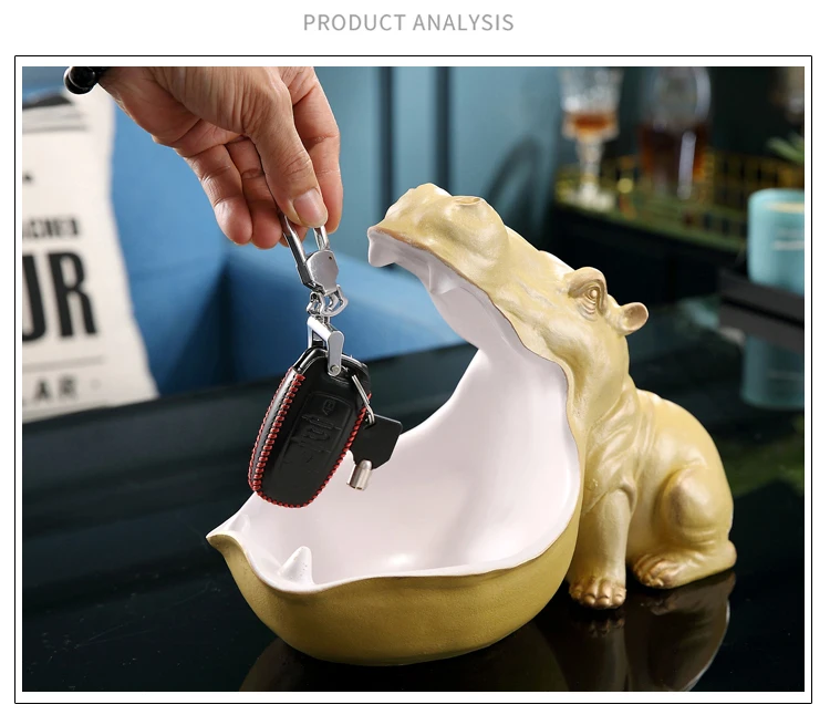 3D Statue Hippo Sculpture Home Decoration Accessories Animal Figurine Storage Box Home Decor Ornament Room Table Decorations Art (2)