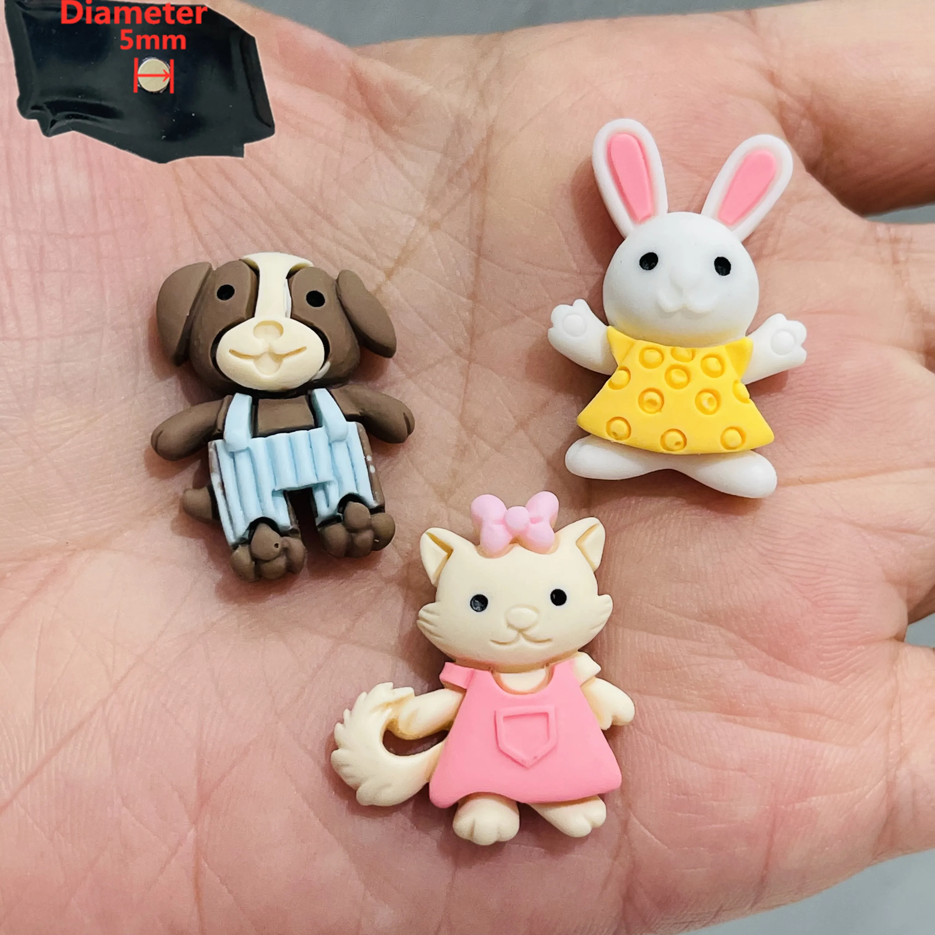3PCS Resin Cartoon Creativity Fridge Magnetic Sticker Animal Pretty Rabbit Dog Refrigerator Magnets Decorative Souvenirs Toy | Дом и сад