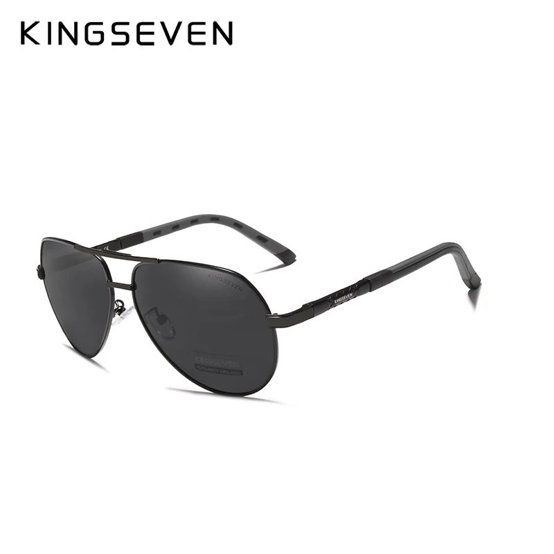 KINGSEVEN, мужские винтажные алюминиевые поляризованные солнцезащитные очки, классический бренд, солнцезащитные очки, покрытие линз, очки для вождения, для мужчин/женщин - Цвет линз: Black Black