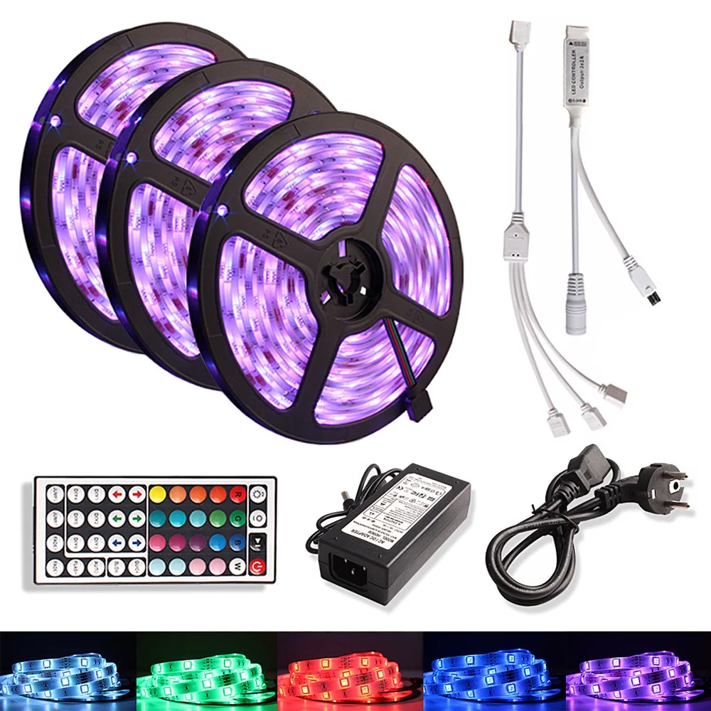Светодиодная лента RGB Водонепроницаемая SMD 5050 5 м 10 15 12 В постоянного тока гибкая