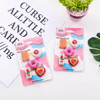 

5 pcs/pack Donuts Erasers Cute Biscuits Writing Drawing Rubber Pencil Eraser Stationery For Kids Gifts school supplies