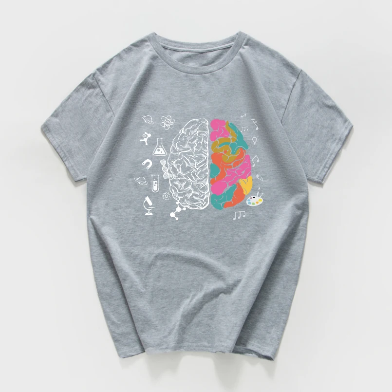 F416MT grey Harajuku Geek Brain Футболка мужская научная химия биология география уличная Математическая физика крутая футболка забавная футболка homme - Цвет: F416MT grey