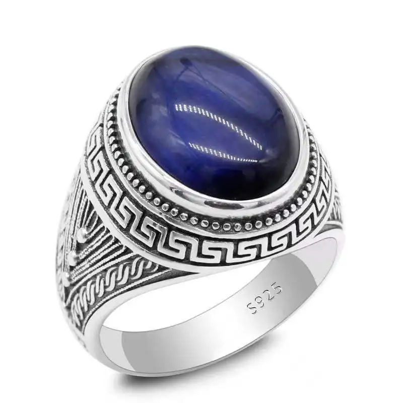 上品なブランド 12*16 Oval Inlaid Silver Sterling S925 Blue Eye Tiger 立体・オブジェ