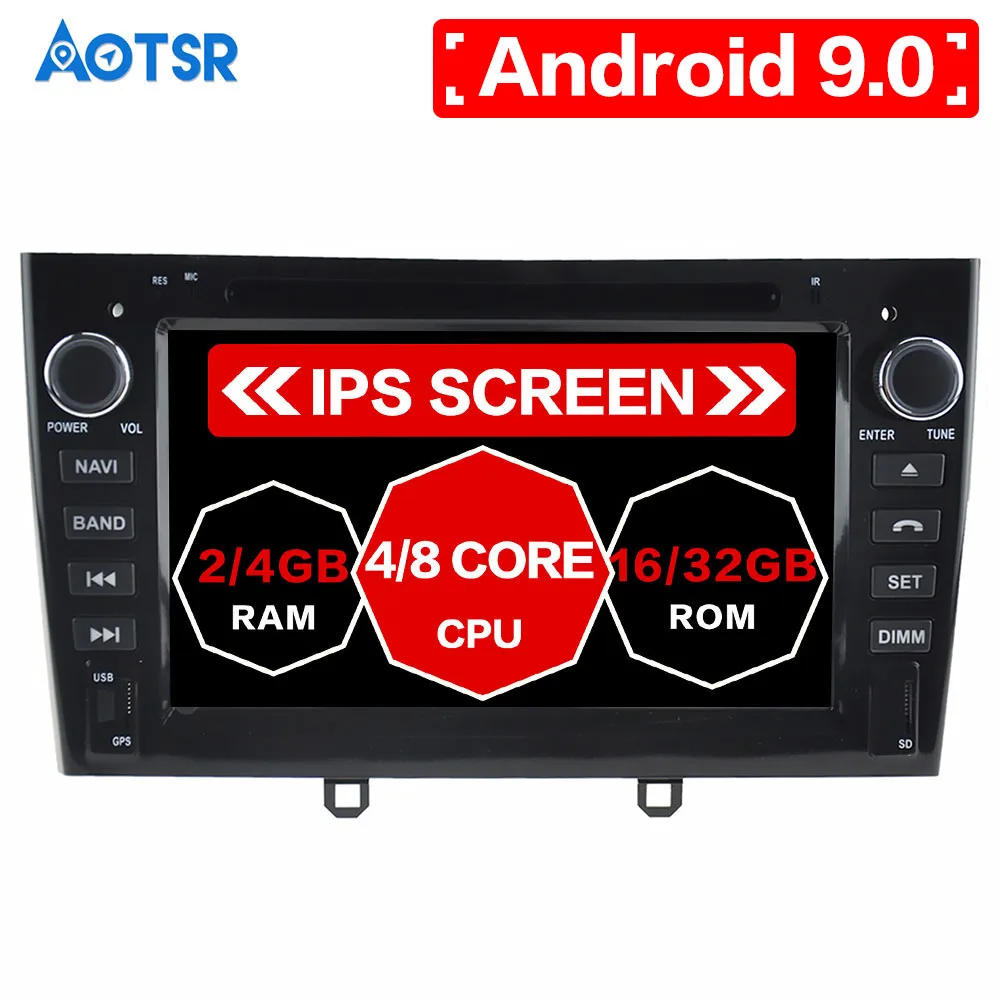 Top Aotsr Android 9.0 GPS Navigation Car DVD Player For Peugeot 408 308 308SW Car Radio Recorder car radio tape recorder auto stereo 4