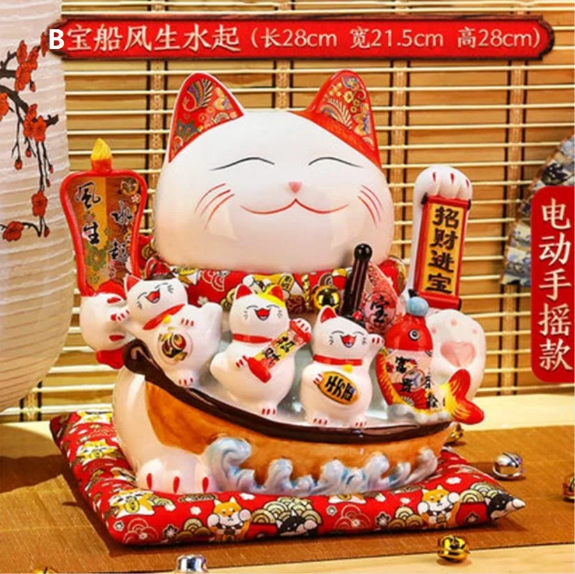 Ceramic Lucky cat Maneki Neko Decoration Large Shop Opening Gift Creative Japanese Living Room Ornament Booming Business