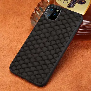 

Genuine Fish Skin Leather Smartphone Phone Case For Apple iPhone 11 Pro Max X XS Max XR 7 8 6 6s 7 8 plus 5 5S se 2020 Cover