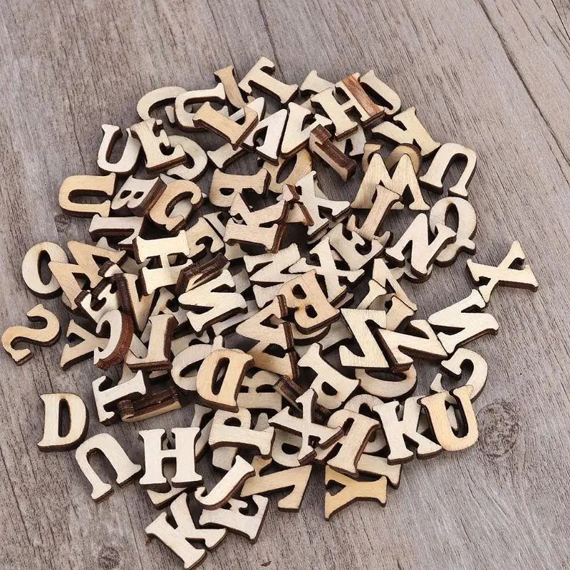

100pcs Unfinished Wooden Capital Letters Alphabet DIY Wood Cutout Discs for Patchwork Scrapbooking Art Crafts