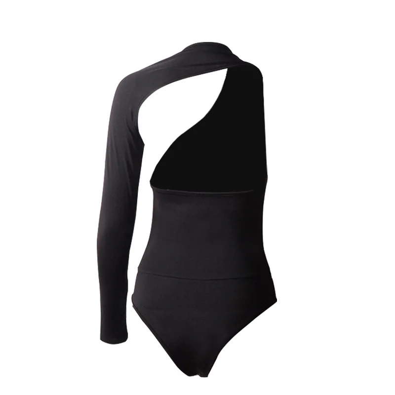 Irregular Collar Single Shoulder Slim Bodysuit Female Black White Body Women Jumpsuit Autumn Elastic Long Sleeve Easy Matching