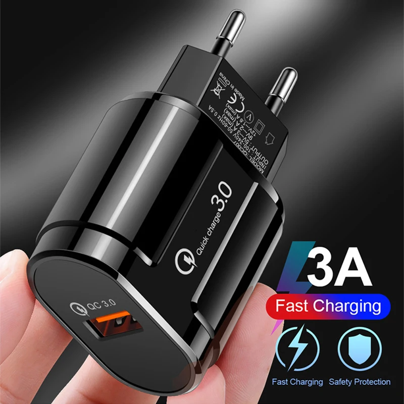 Быстрая зарядка 3 0 18 Вт QC 3A быстрое зарядное устройство USB портативное для