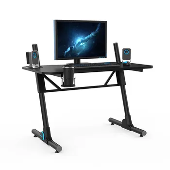 

Multifunction Gaming Desk Computer Table PC Desk Workstation E-sports Table with Carbon Fiber Surface Cup Holder Black