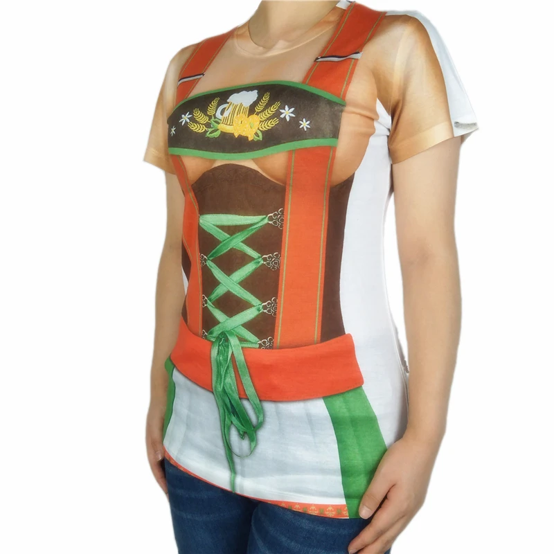 Забавный Немецкий Октоберфест Dirndl футболка с принтом для женщин, сексуальные футболки с короткими рукавами для девочек с принтом Bavarian Dirndl, большие размеры