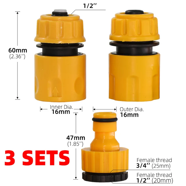 Muciakie 3Pcs Cakling Adapter Cseppszalag Öntözési Csaptelep -Tömlő Csatlakozó 1/2 ' 3/4 Férfi Kerti Vízcsatlakozóval - Image 2