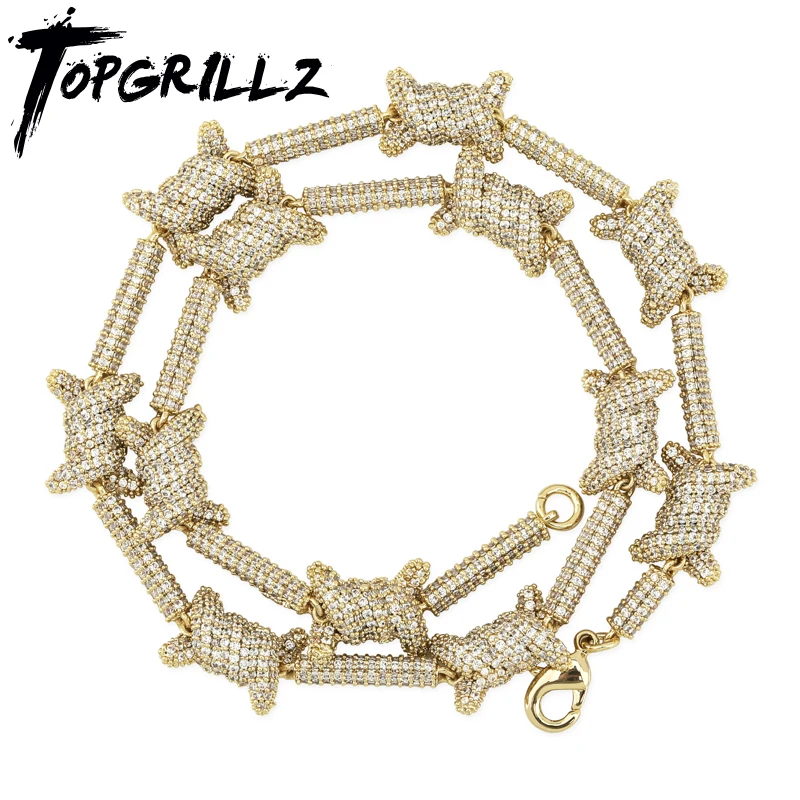 TOPGRILLZ 10 мм Колье с узором Майами и узлом золотая серебряная цепочка закрепкой