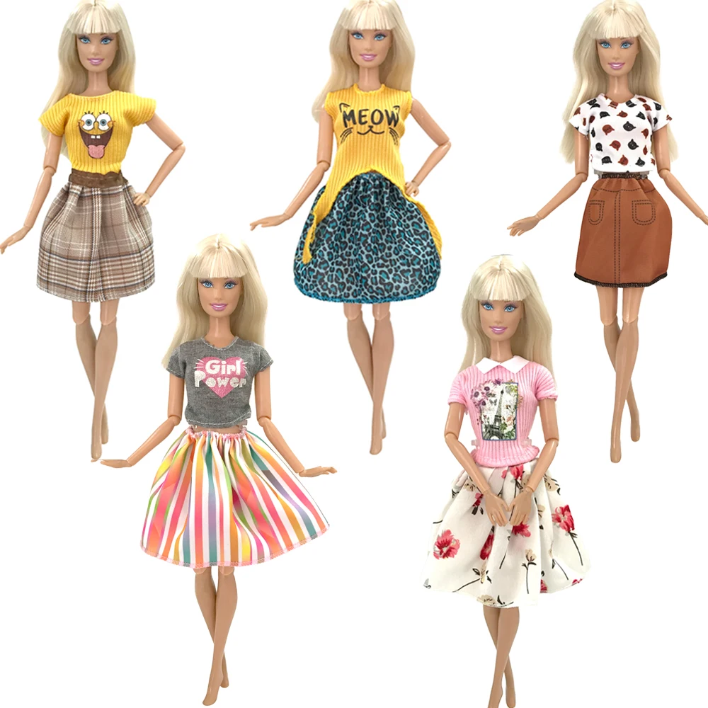 NK 1 Set Fashion Dress For Barbie Clothes Doll Accessories Daily Wear Outfits Casual Skirt Shirt Dollhouse Toys JJ doll clothes barbie doll clothes