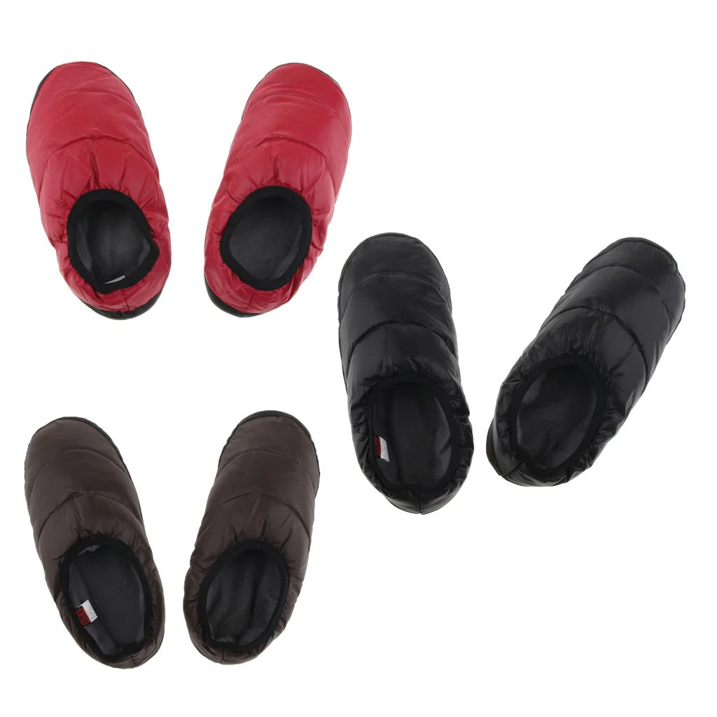 Slip on Duck Down Camping Slipper Unisex Winter Warm Non-slip Home Booties Waterproof Down Slipper