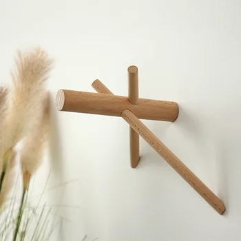 

Creative Solid Wood Clothes Rack Wood Wall Decoration Clothes Hook Modern Minimalist Hat-and-coat Hook Customizable