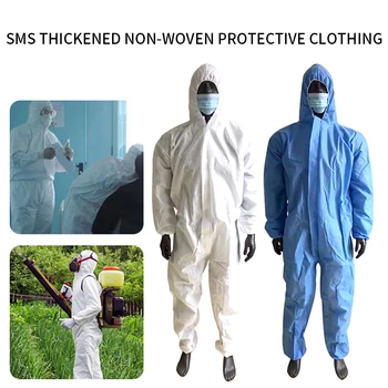 

L-3XL Hooded Coverals Disposable Non-Woven Protective Clothing Thicken Overalls With Cap Isolation Protective Clothing