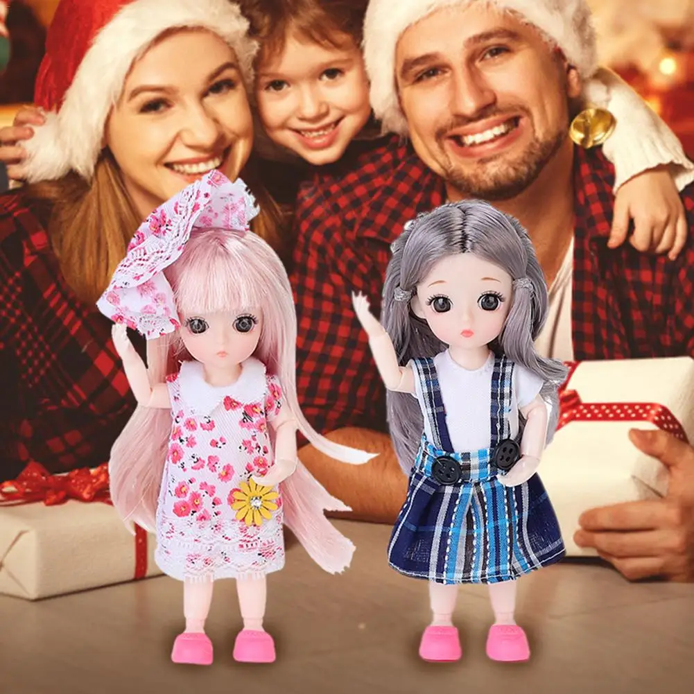 Новинка 16 см BJD кукла мохер кукла с париком 3D глаза с одеждой наряд обувь парик волосы макияж подвижные суставы кукла для девочек подарок