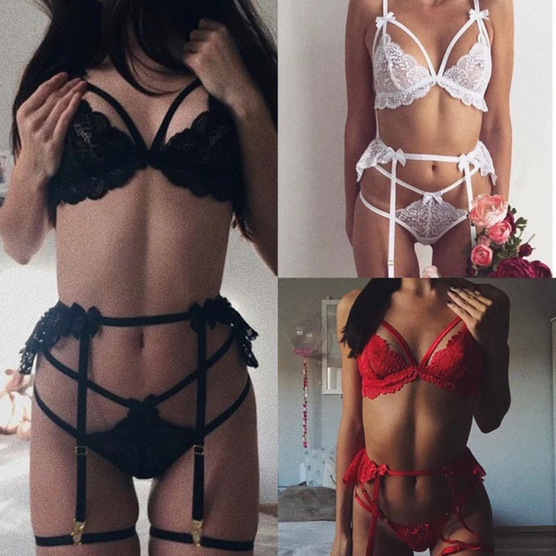 

Exotic Clothes Ladies Christmas Sexy Uniforms Suits Sexy Lace Bra Three-point Suits G-string Panty Sissy Underwear Nightwear1