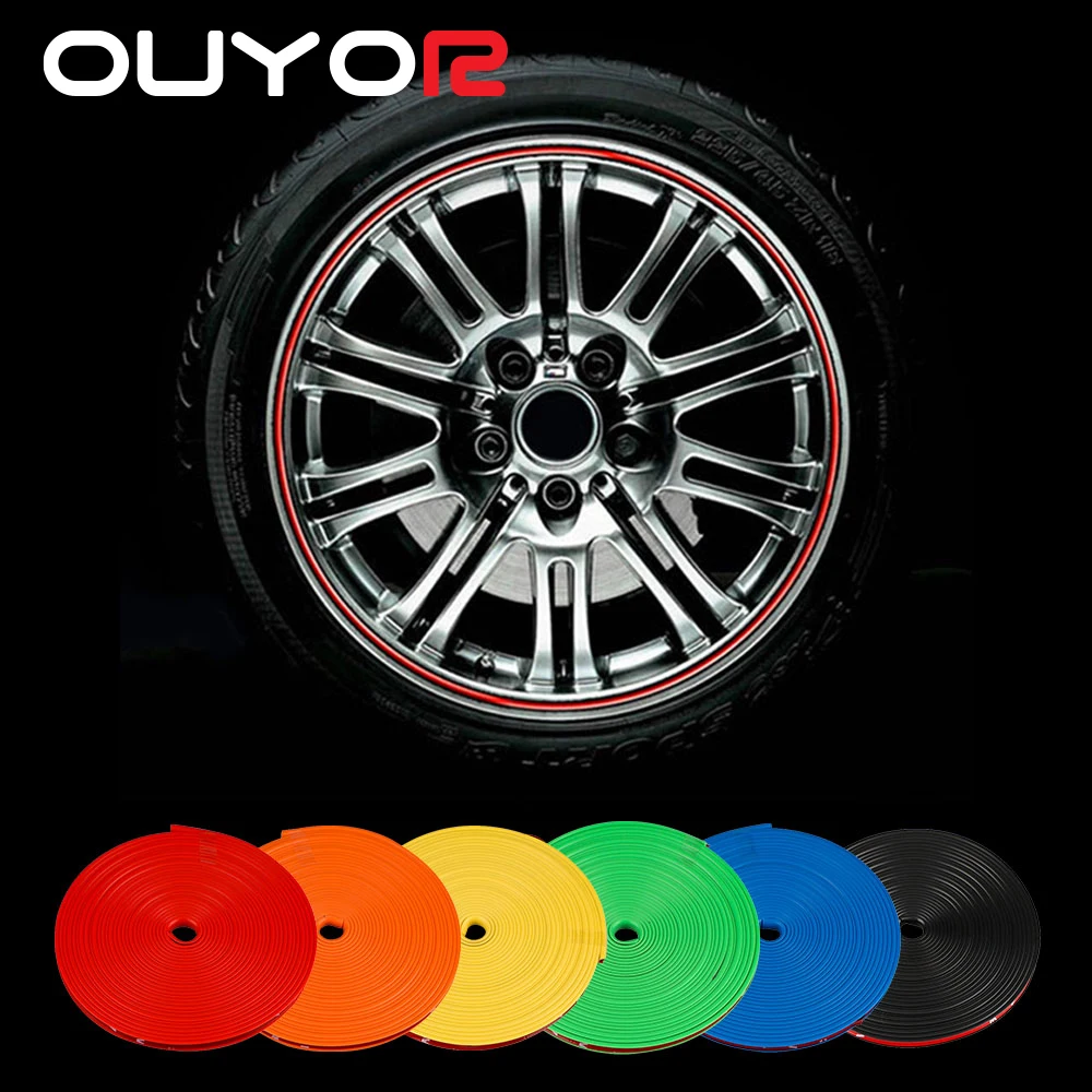 8M Car Wheel Protector Hub Sticker Car Decorative Strip Auto Rim/Tire