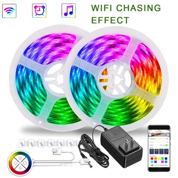 

Wifi Connected Revolving Chasing LED Slide Strip Light Music Sync Strip Rope 5050 5M 10M Full Set Bedroom RGB LED Strip