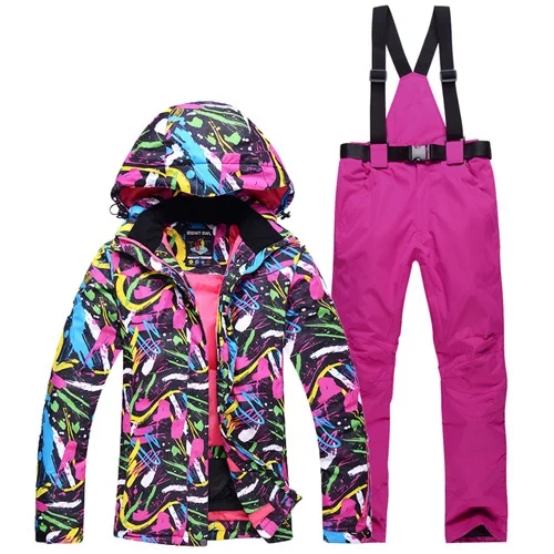 red Pants Jacket Hot Women Ski Suit Snowboarding Jackets Pants Set Female Winter Waterproof Windproof Keep Warm Sportswear Snowsuit - Цвет: red Pants Jacket